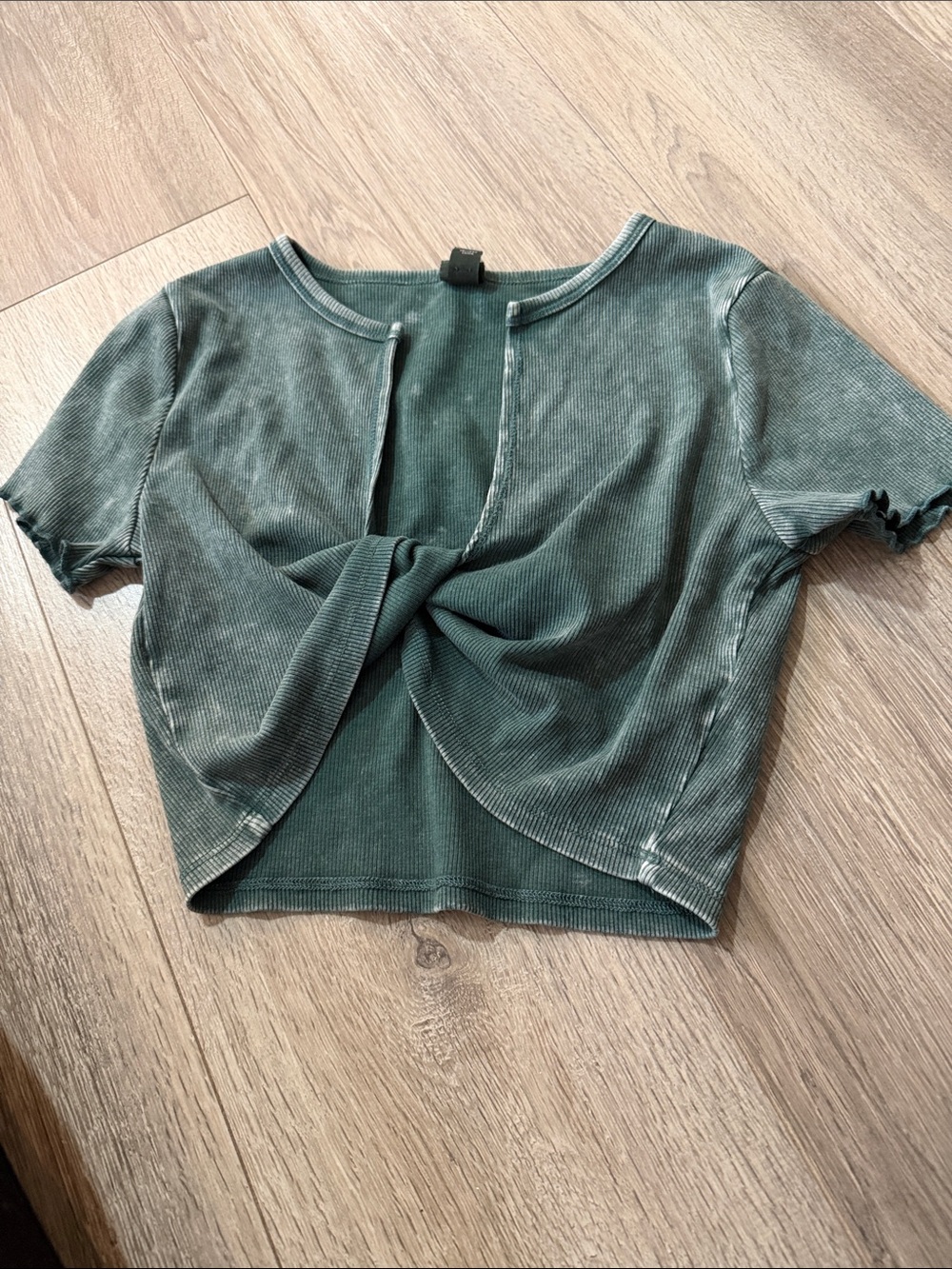 wild fable Forest Green Twist-Front Ribbed Crop Top
